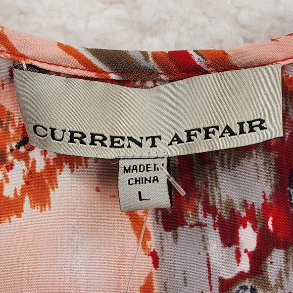 Current Affair Women's Red Orange Print Radha Tank Top -L - Picture 4 of 7